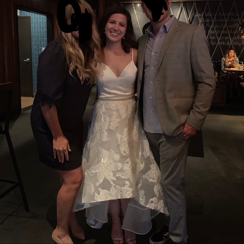 Bronx and Banco White Alexia Gown High Low Brocade